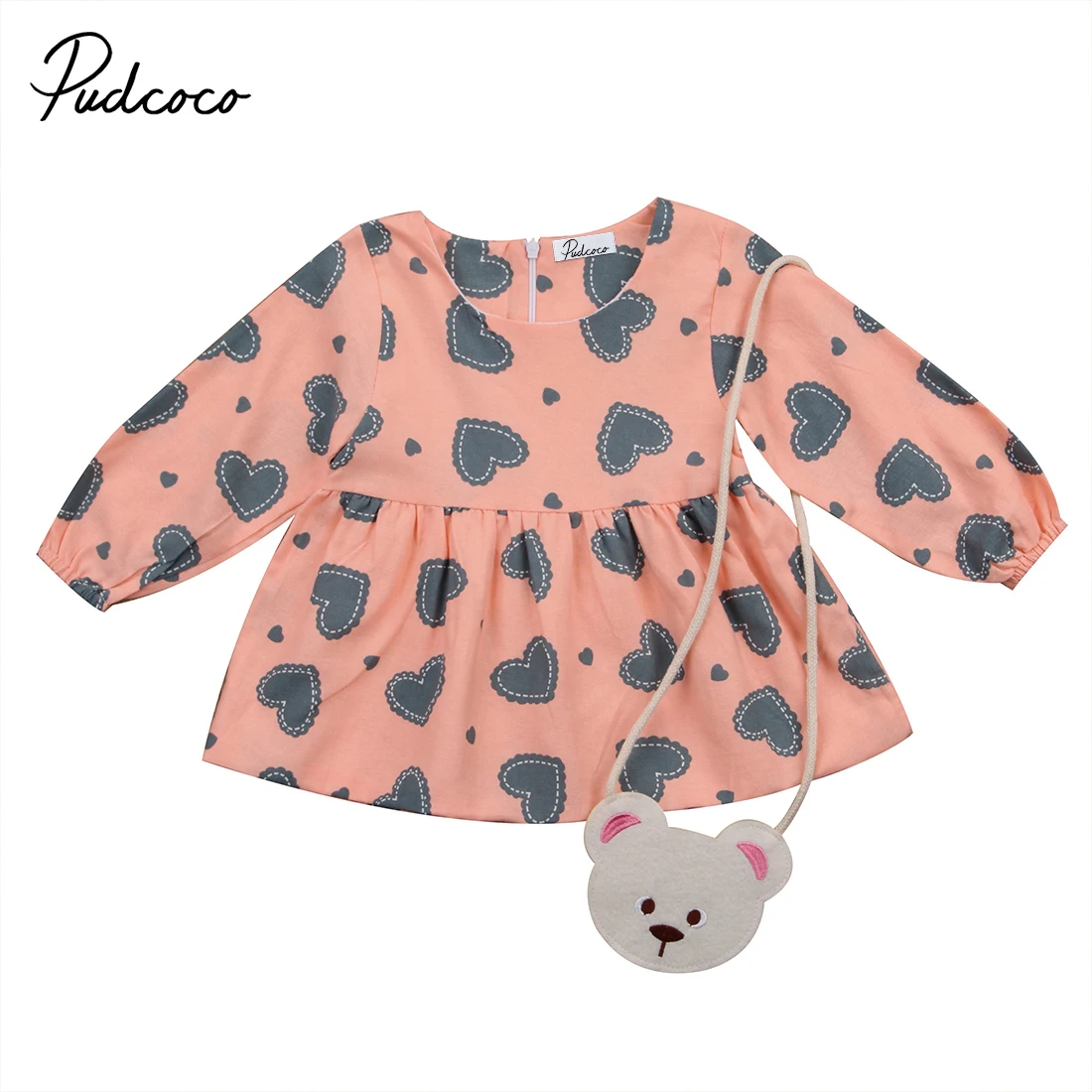 

Kids Flower Baby Girls Dress Summer Princess Long sleeve Dress Party Wedding Pageant Heart Spring Autumn Baby Girl Clothes 0-3Y
