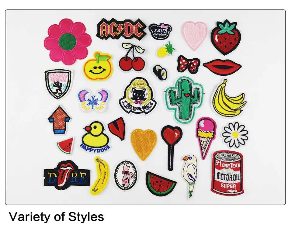 Embroidered Cartoon Iron On Patches Garment Butterfly Bird Tongue Flowers Ice Cream Bow Duck Patches For Clothes Fabrics (6)