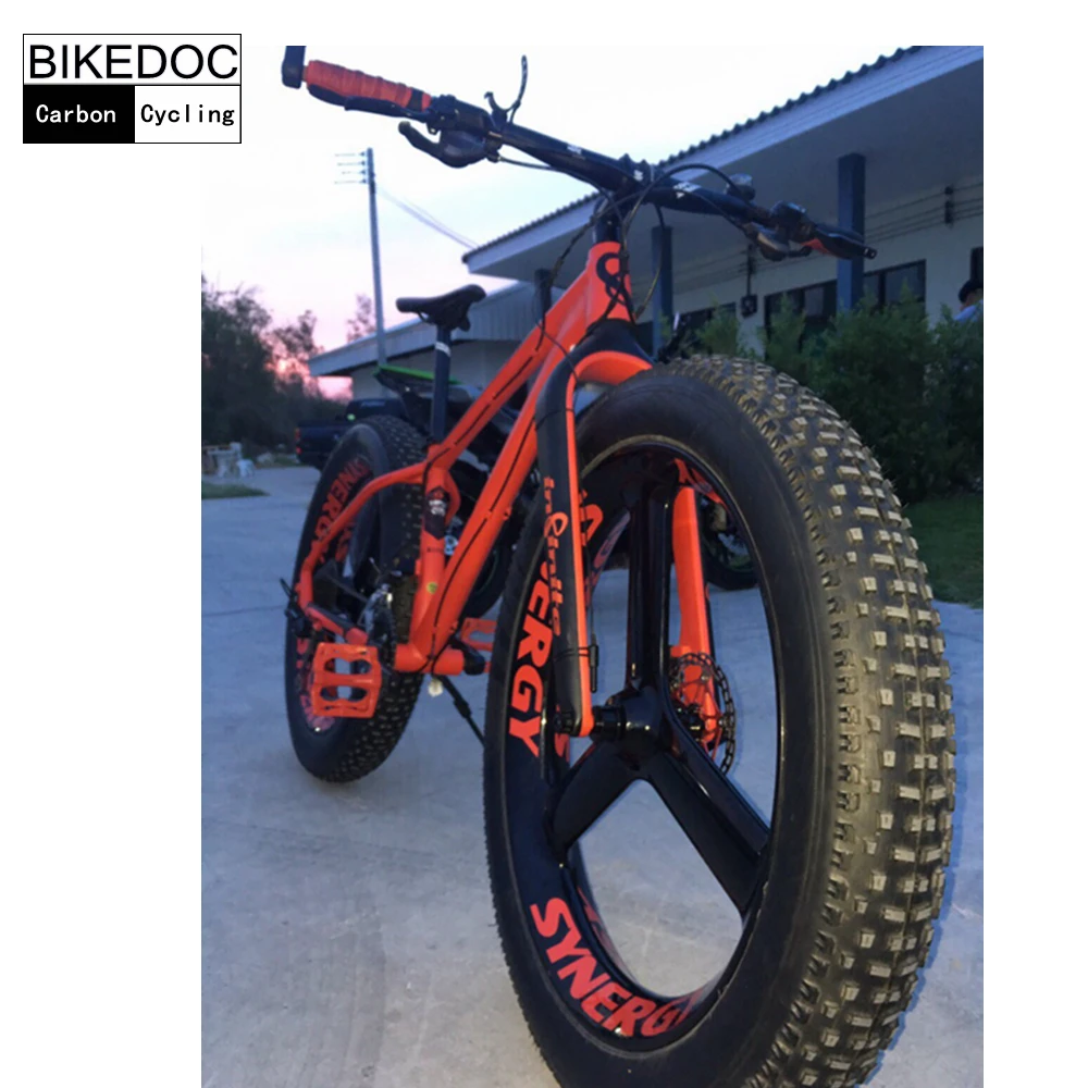Excellent BIKEDOC 90mm*40mm Carbon Fatbike Wheel Front 135mm&150mm Rear 170mm&177mm&190mm&197mm Thru-axel Fatbike Tri Spoke Wheel 7