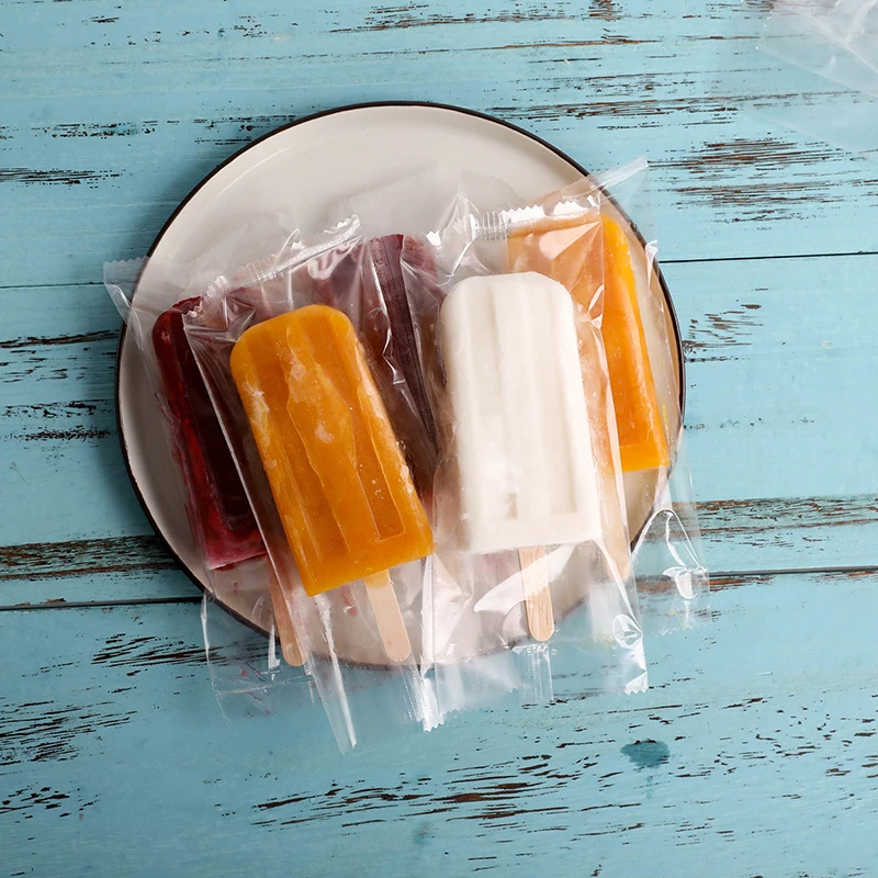 100PCS/lot Plastic Ice Pop Bag One time Transparent Popsicle Bags 8