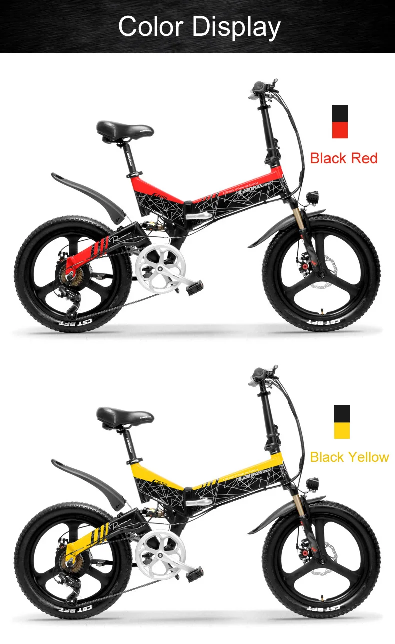 Clearance G650 20 Inch Folding Electric Bike 400W Motor 10.4Ah/14.5Ah Li-ion Battery 5 Level Pedal Assist Full Suspension Mountain Bike 14