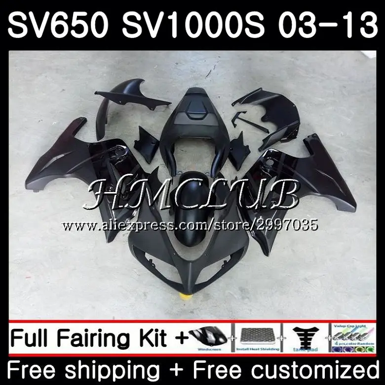 Корпус для SUZUKI SV650S SV1000S матовый черный 03 04 05 06 07 44HC образования легкой пены. 3 SV 650 1000 S SV 650 S 1000 2003 2004 2005 2006 2007 обтекатели