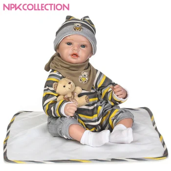 

Bebe doll reborn 22"55CM NPK silicone reborn baby dolls lifelike real newborn boy child sleeping dolls alive bonecas