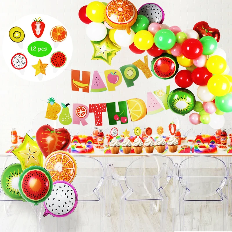 

Tutti Frutti Party Decorations Set for Kids Happy Birthday Banner Fruit Foil Balloons Party Fruit Theme Decoration Baby Shower