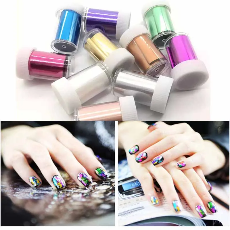 100 4cm roll Matte Color Nail Art Transfer Foil Holographic Nail Design Holo Stickers Laser Tips