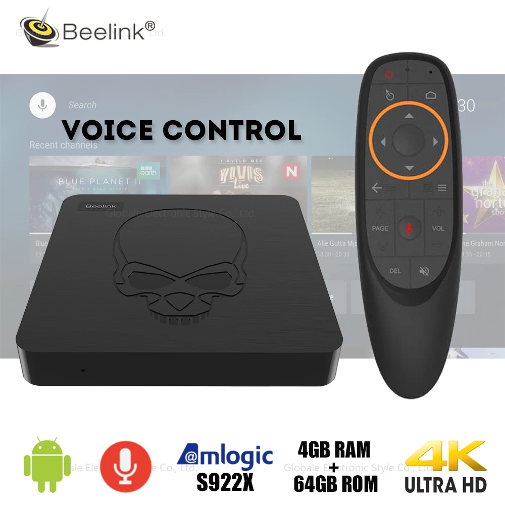 

Beelink GT-King Smart TV Box Android 9.0 Amlogic S922X 4GB LPDDR4 64GB ROM with Voice Remote Control Set-top Box 4K Set Top Box