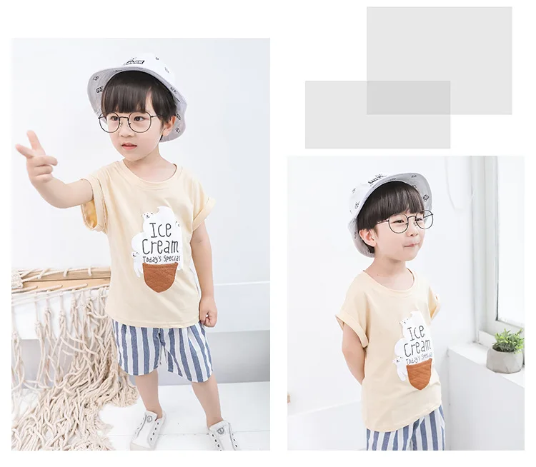 New Cotton Baby Boys Clothes Set Summer Casual Toddler Girl Outfits 2pcs Children Clothing Letter Tshirt Stripe Shorts Kids Suit (11)