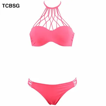 

TCBSG Sexy Women Swimsuit Mini Micro Solid Bikinis Push Up Swimwear Brazilian Bikini Set Beach Bathing Suit Plus Size Swim Wear