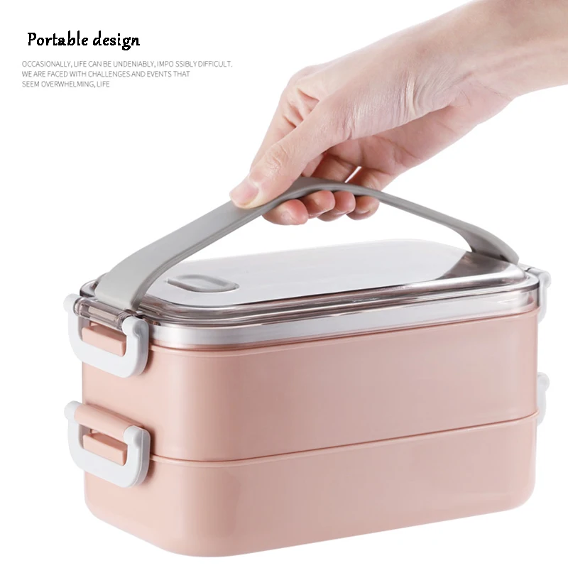 

Portable 600ml Thermal Insulation Double-layer Lunch Box With Bag Microwave Sushi Fruit Bowl Sealed Food Storage Container