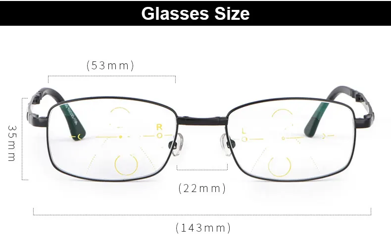 Hotochki Unisex Foldable Full Rim Alloy Frame Progressive Anti Blue Light Reading Glasses B855 - Product Image 3