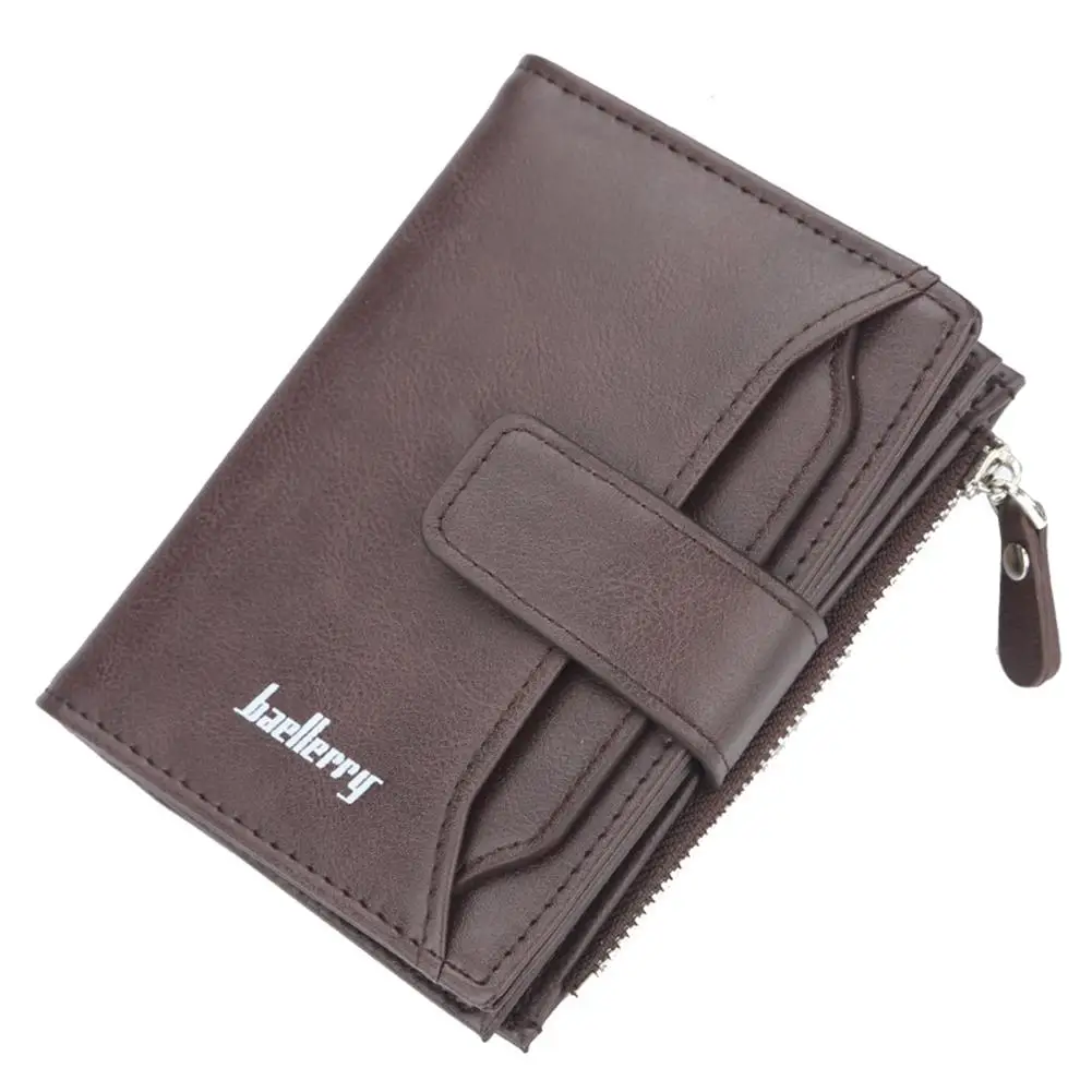 

PinShang Men Soft Leather Short Wallet Zipper Classic Business Purse