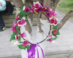 Свадебные прически оголовье цветок лента на голову с розами оголовье Девушки Женщины невесты аксессуары для волос фиолетовый цветочный Halo