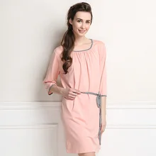 Западное дизайнерское женское домашнее платье однотонная и Ночная одежда из модала весенне-осеннее Дамское Платье для сна скидка распродажа