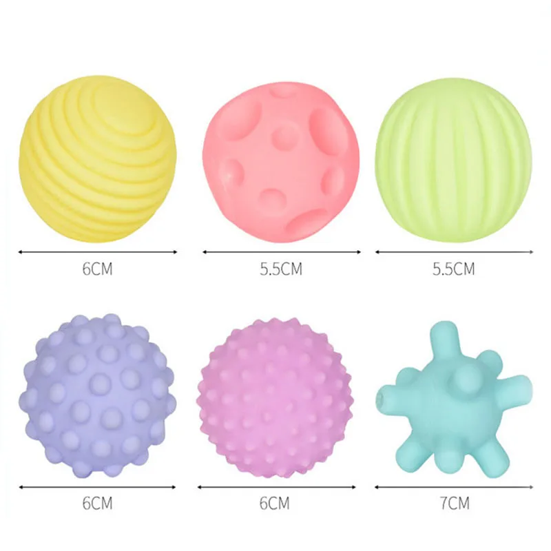 6PC Infant Soft Ball Toys Multi-Texture Touch Ball Eco-Friendly Colorful Baby Water Game Water Balloons Bath Toys For Kids