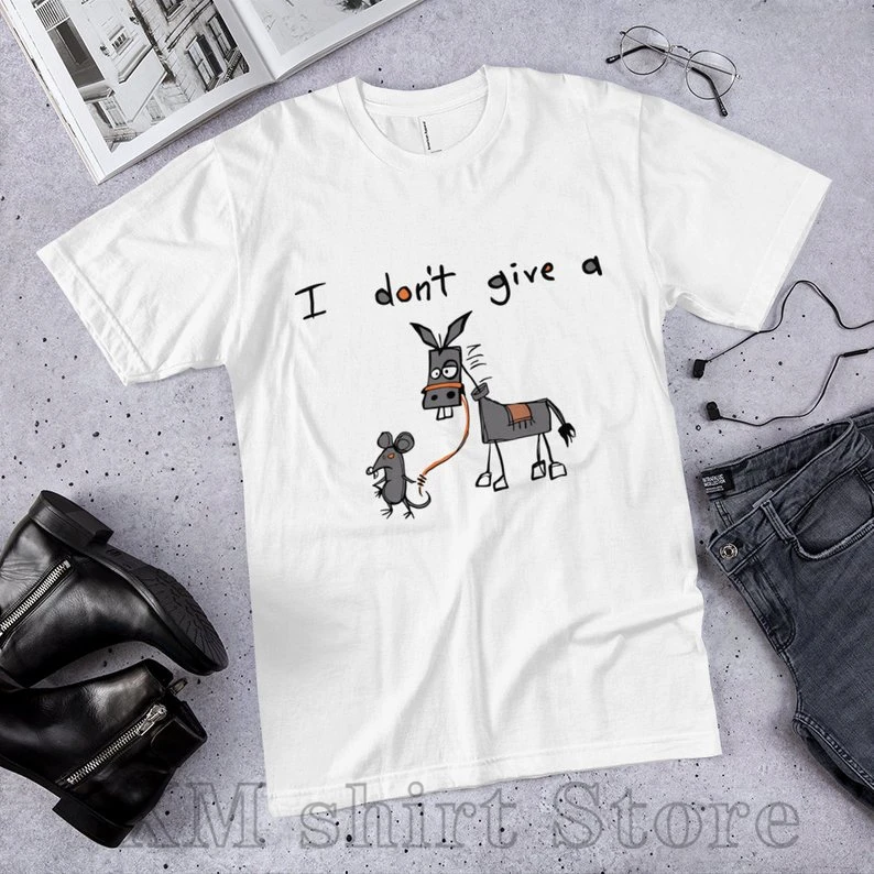 Футболка с надписью I Dont Give A Rat Ass Mouse Walking Donkey забавная Милая футболка для мужчин