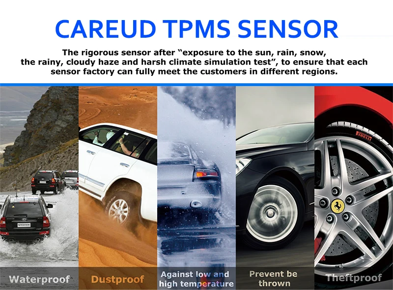 CAREUD U903 автомобильный беспроводной TPMS система контроля давления в шинах с 4 внутренними сменными датчиками батареи ЖК-дисплей