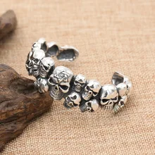 S925 стерлингов Серебряные ювелирные изделия Ретро тайский серебряный властная Для мужчин череп скелет Модные панк ветер открытые браслет