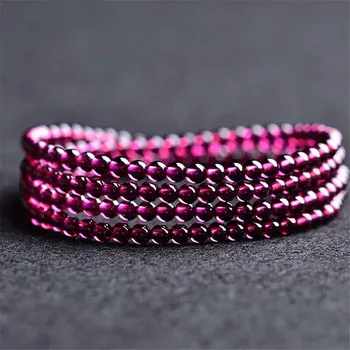 

Genuine Natural Purple Red Garnet Crystal Round Beads Three Times Nice Bracelet AAA