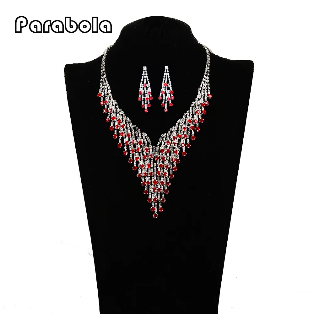 Парабола великолепные блестящие люстры красный стразы бисер choker ювелирные