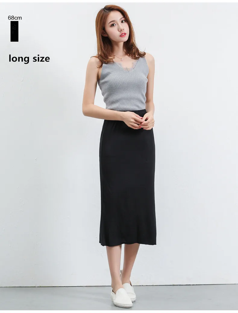 Горячая Распродажа, летняя женская сексуальная Модальная юбка, женское длинное и короткое нижнее белье, женское повседневное полуплатье - Цвет: long black