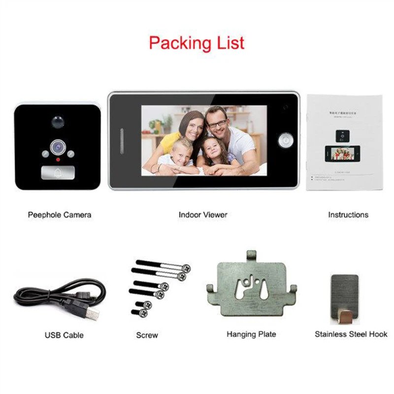 Saful 3000mah Door Camera Lcd Color Screen Door Peephole Viewer Video Recording Motion Detect Doorbell Camera Video Eye