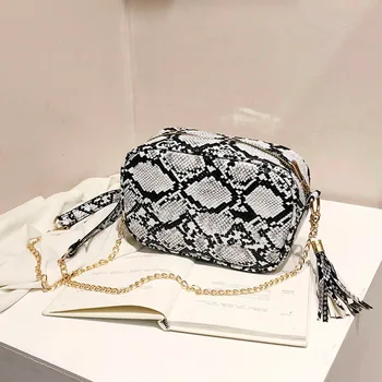 

Luxury Cross Body Bag Snake Pattern Tassels Messenger Bags Mini Shoulder Bag Small Snake Pattern Chain Messenger Bag Handbag #15