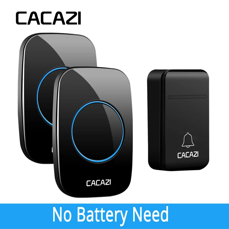 

CACAZI Self-powered Wireless Doorbell Waterproof 200M Remote No Battery Smart LED Light Calling Bell EU Plug 3 Volume 38 Chime
