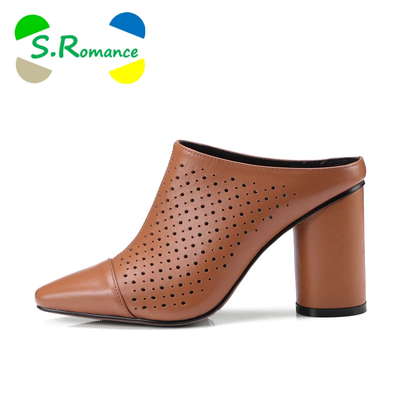S.Romance Women Sandals Genuine Leather High Heel Fashion