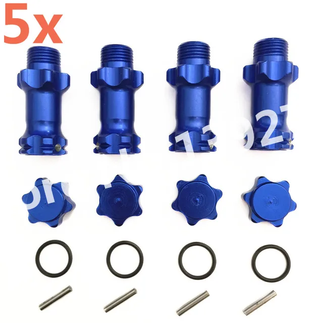 Best Price 5Sets Aluminum Alloy Wheel Hex Hubs 17mm*23mm Inner Diameter 8mm Extension Adapter With Pin&O-Ring For 1/8 Scale Models RC Car