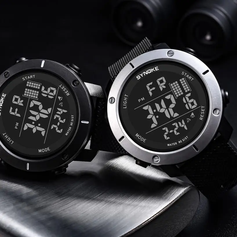 Часы мужские многофункциональные водонепроницаемые часы светодиодный цифровые