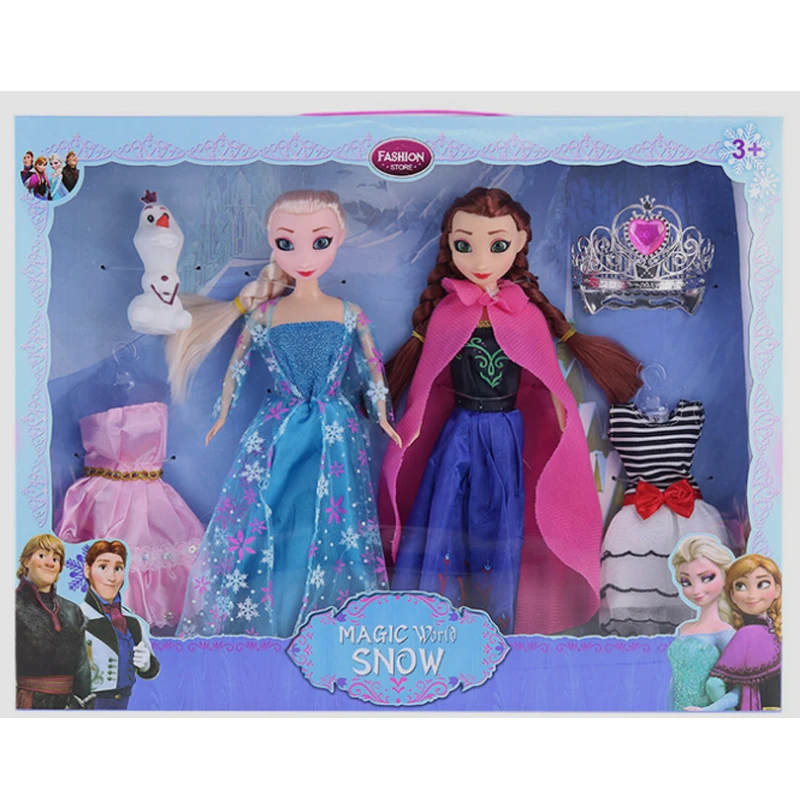 Disney 2019 Plush Doll Toys 2pcs/set Frozen Elsa Anna Snow Queen Princess Stuffed Children Girl Doll Models Kids Birthday Gift