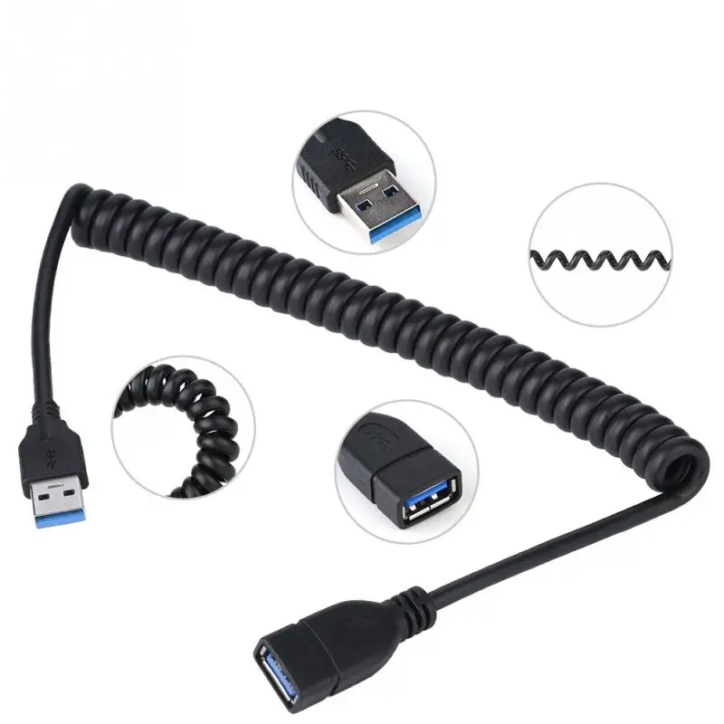 Новый USB 3 0 удлинитель для мужчин и женщин удлиненный пружинный кабель спиральный