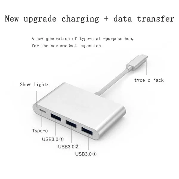 Usb type C к USB адаптеру, 3,1 USB C(Thunderbolt 3) к 3 портам USB3.0 концентратор с type-c женский интерфейс расширения для MacBook/Chr