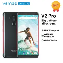 Vernee V2 Pro IP68 impermeable Smartphone 5,99 "FHD Face ID Red Mundial 6 GB 64 GB cuatro Cámara NFC 6200 mAh Android 8,1 teléfono móvil(China)