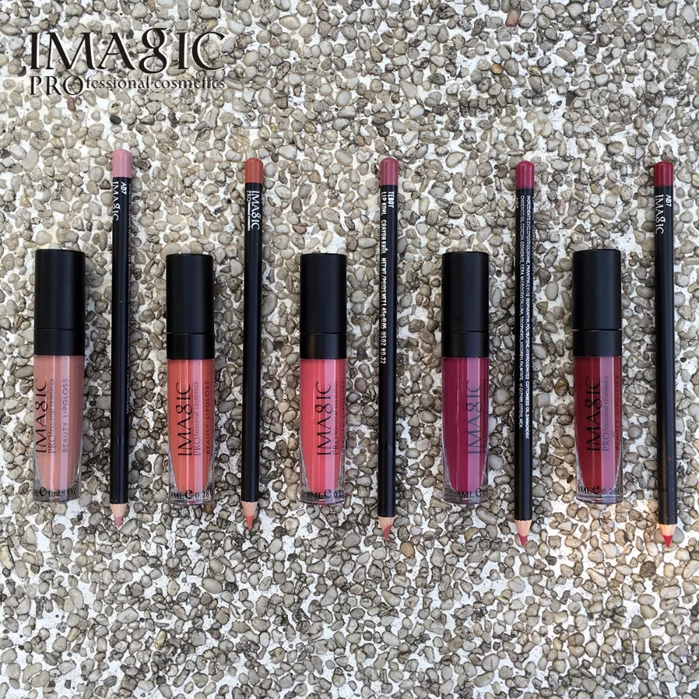 IMAGIC Matte Lip Gloss Lipliner Kit Waterproof Long Lasting Gloss Matte lipstick Makeup Lips