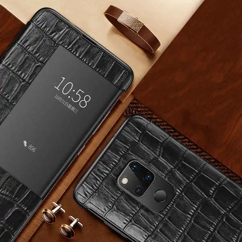 Genuine Leather Case For Huawei Mate 20 Pro Intelligent Case Cover Window View Coque For Huawei Mate 20 Case