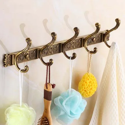 

Free Shipping/Bathroom Wall Carving Antique Robe Hooks 4-6 Row Hook Coat Hanger Door Hooks For Bathroom Accessories
