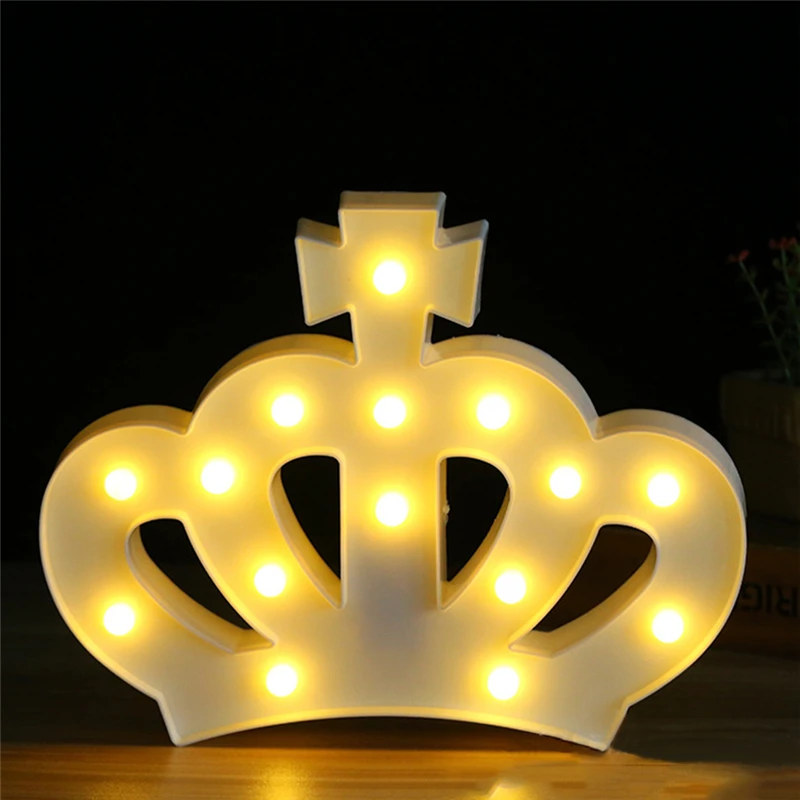 Home Decor 3D светодиодный ночник Пластик свет лампы Корона знак светодиодный свет для дома вечерние Свадебные украшения День святого Валентина ...