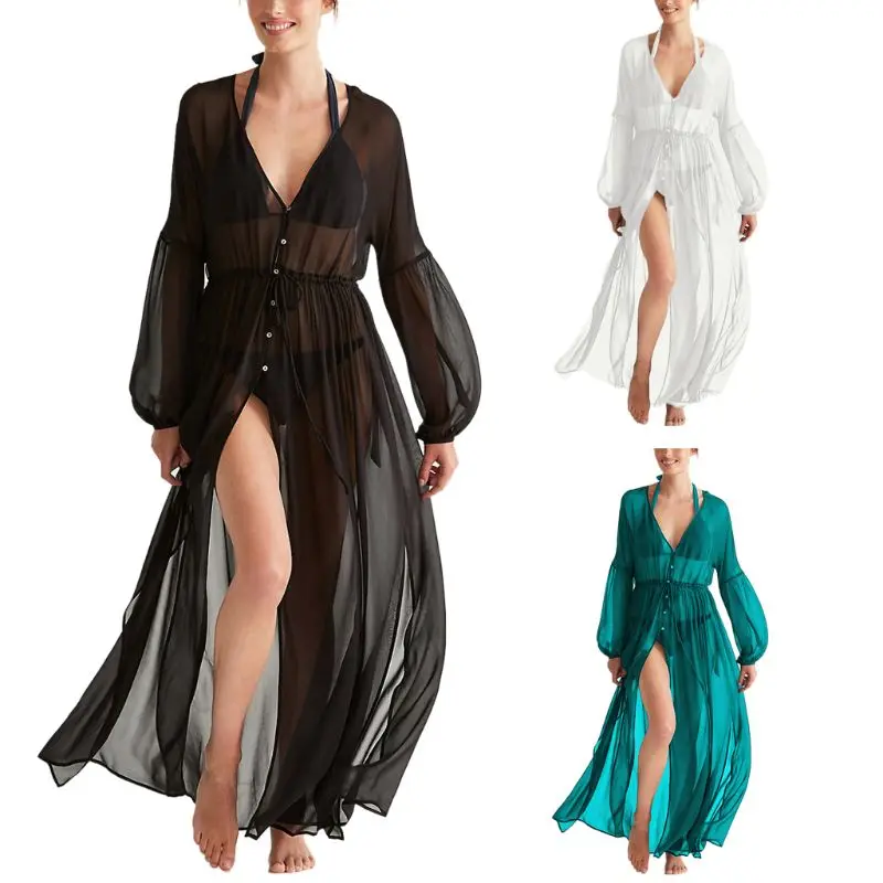 long sleeve sheer swimsuit cover up
