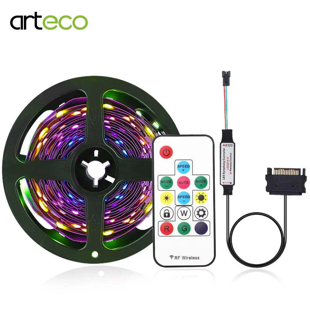 SATA Interface RGB LED Strip Light WS2811 WS2812B Pixel Strip 1M with