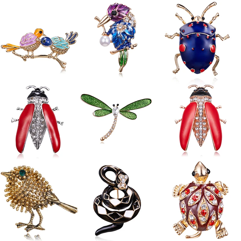 

Animal Bird Insect Tortoise Dragonfly Snake Brooches Dress Collar Suit Beetle Banquet Decoration Brooch Pins Wedding Jewelry