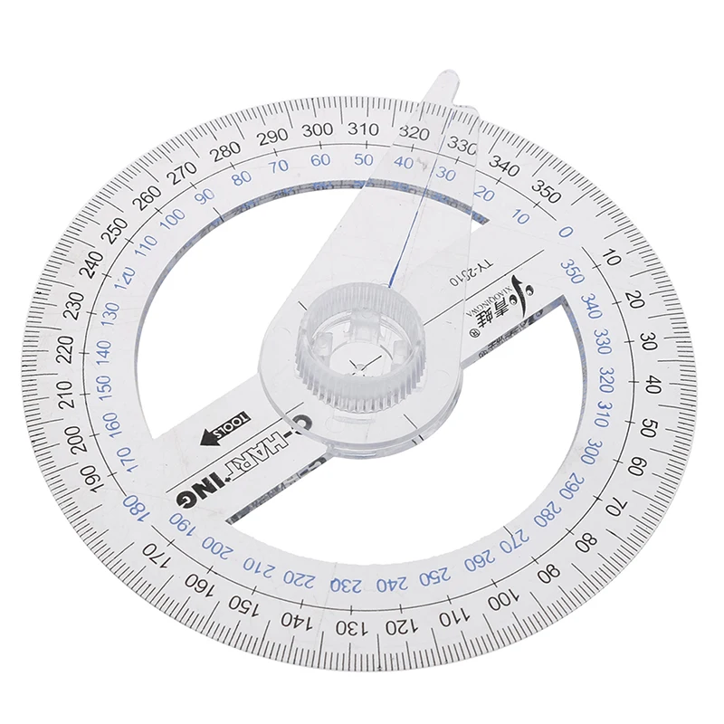 Round Ruler Patchwork Ruler 360 Degree Pointer Protractor Angle Finder Swing Arm Plastic 1PCS