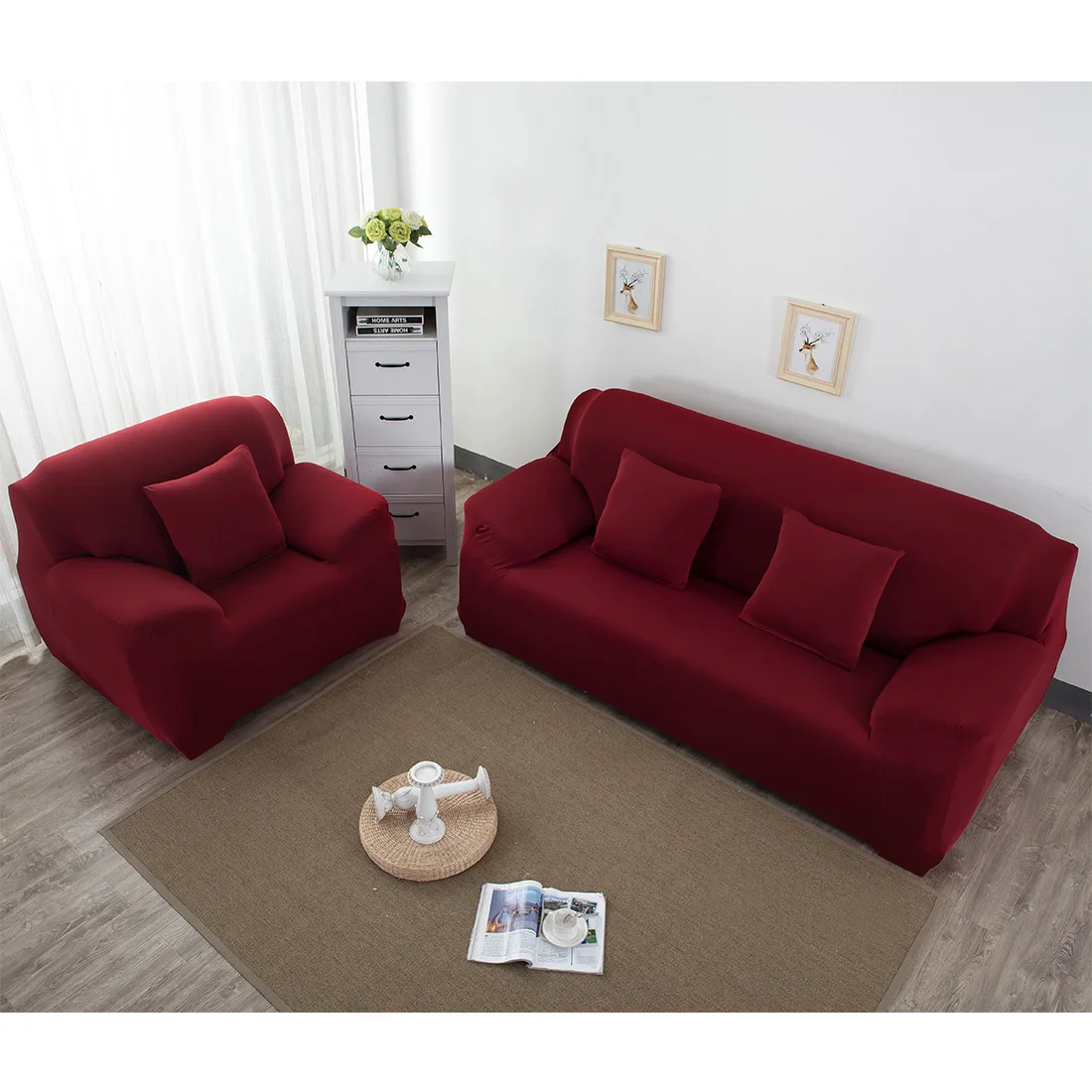 

Two-seater Elastic Stretch Universal Sofa Covers Sectional Throw Couch Corner Cover Cases for Furniture Armchairs Home Decor