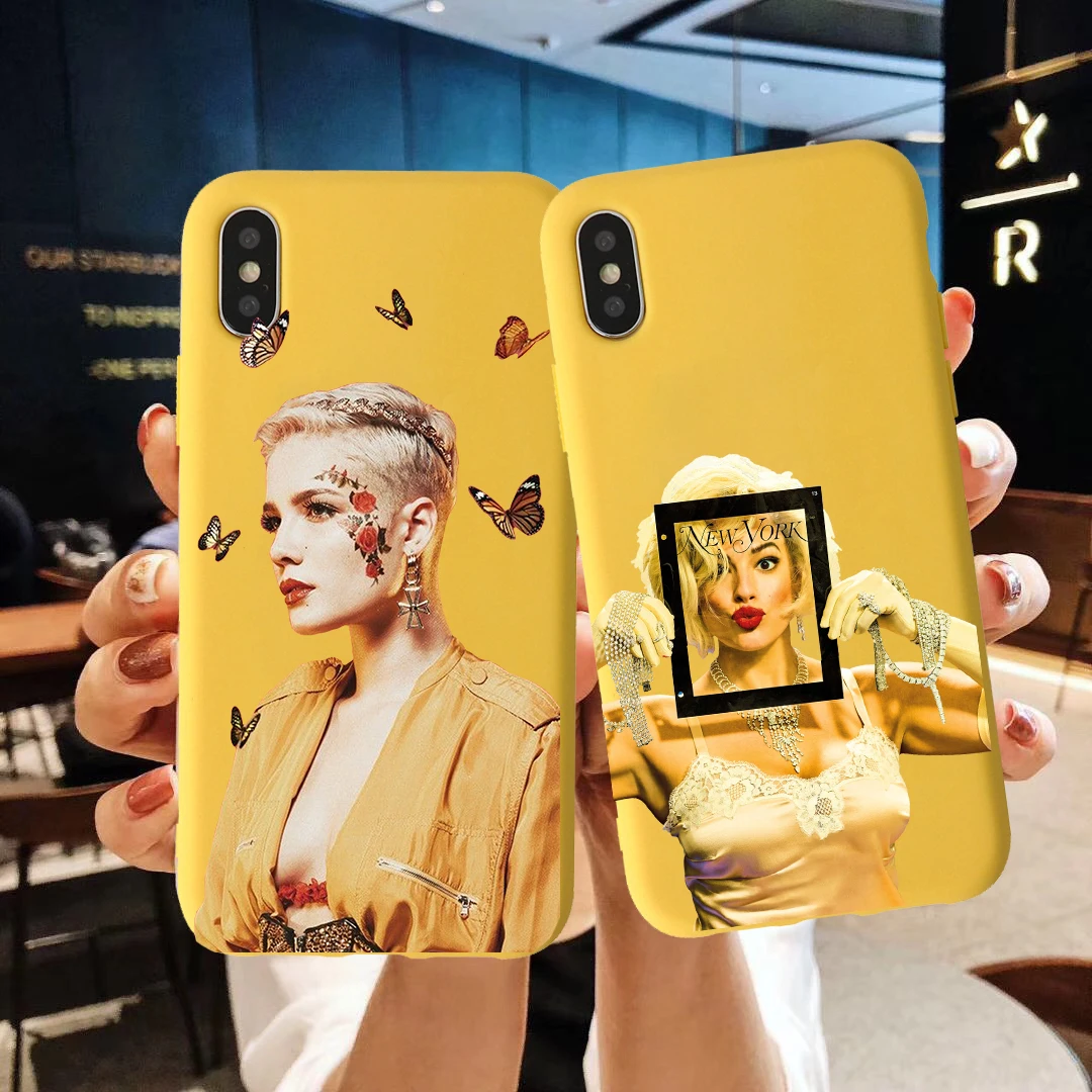 

American Singer Halsey -Without Me Candy Color TPU Case phone For iphoneX XS XR XSMA Pink Red Yellow purple White Cover