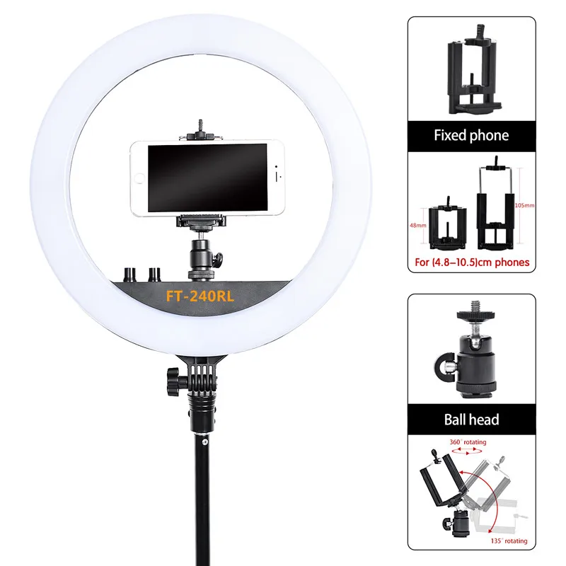  fosoto FT-240RL 14 inch Photographic Light 240 leds Ring Light 48W Ring Lamp With Remote For Camera - 4000086585961