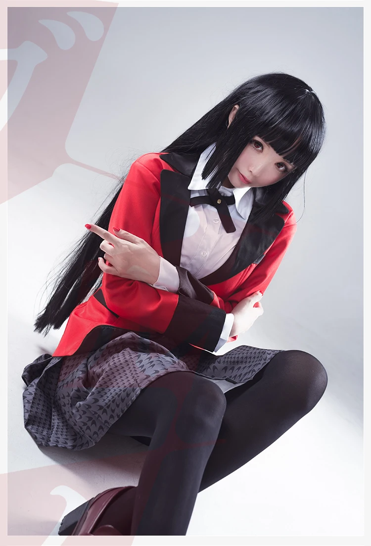 Аниме игры Kakegurui Yumeko Jabami Косплей костюмы японская школьная форма для девочек Полный комплект куртка+ рубашка+ юбка+ чулки+ галстук+ парик