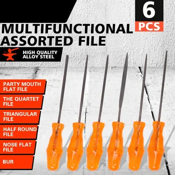 

SEDY 6pcs Assorted File Set Metal Filing Rasp Needle File Wood Tools Hand Woodworking Metal Grinding Mini Hand Tool Set