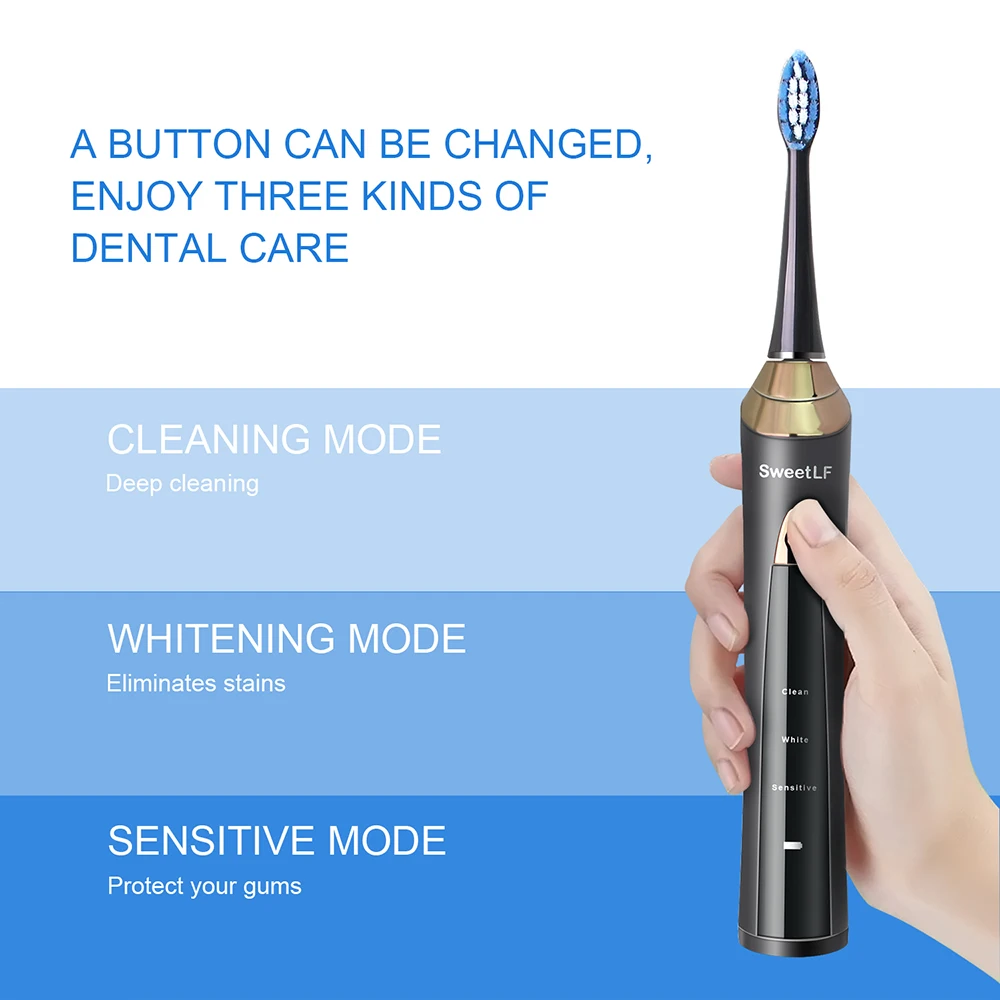 Rechargeable Electric Toothbrush Black Rotating USB Charge Battery Operated Sonic Type Waterproof Teethbrush 4pcs Brush Heads Rechargeable Electric Toothbrush Black Rotating USB Charge Battery Operated Sonic Type Waterproof Teethbrush 4pcs Brush Heads