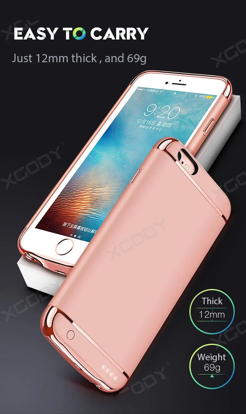 XGODY, чехол для зарядки аккумулятора для iphone 6, 6 S, 7, 8/Plus, 4000 мАч, внешний аккумулятор, чехол для iphone 4,7, 5,5