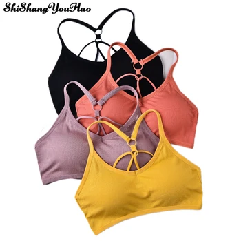 

Women Girls Bra Solid Bralette Bustier Crop Top Strappy Triangle Padded Bra Underwear Tube Top BH Soutien Gorge Femme Bralette